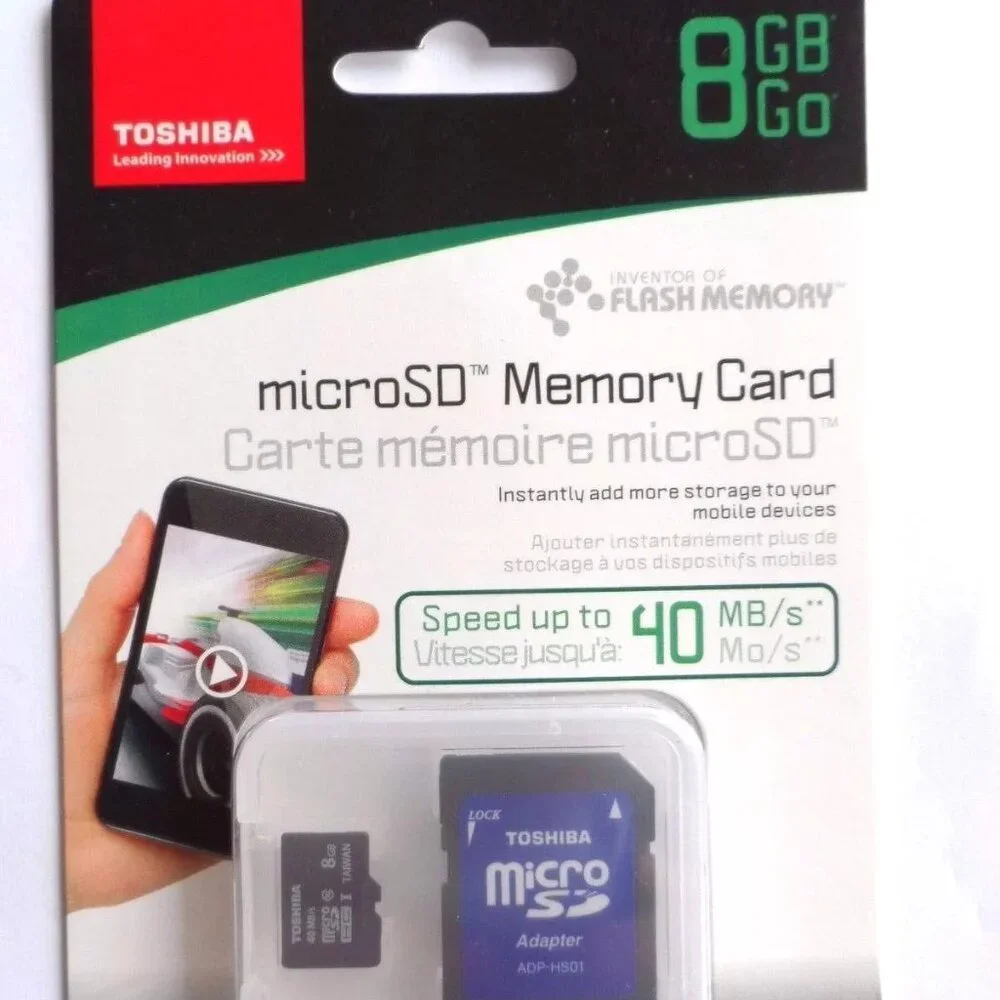 Toshiba 8GB Micro SDHC Class 10 40MB/s (PFM008U-2DCK) with SD Adapter